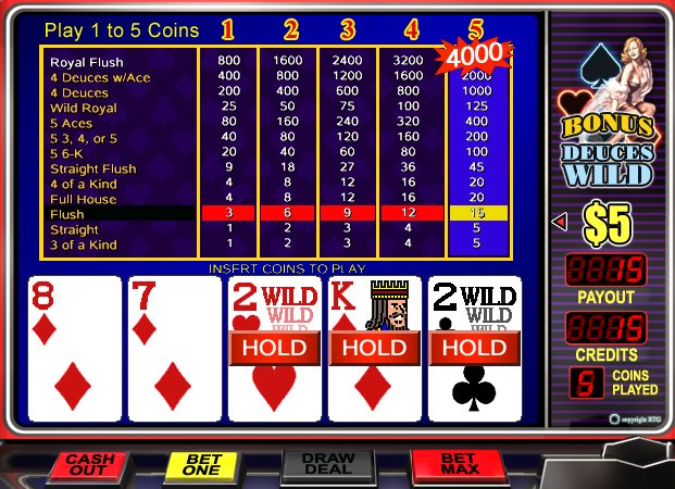 Bonus Deuces Wild Video Poker Game
